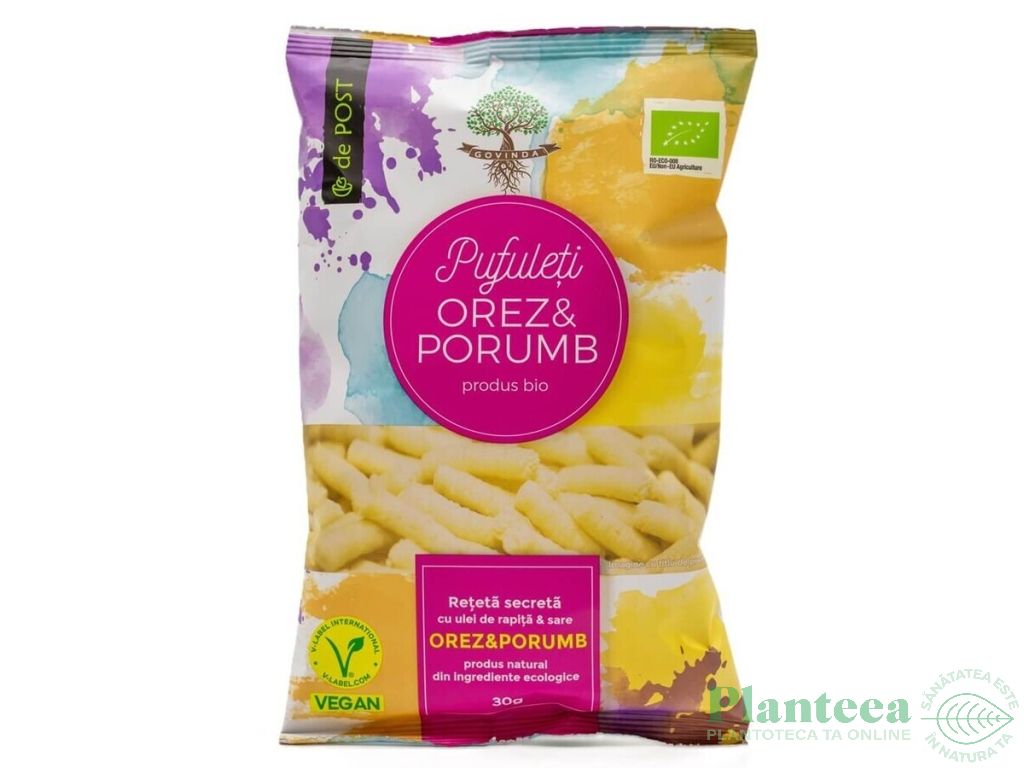 Pufuleti orez porumb sare mare bio 30g - GOVINDA