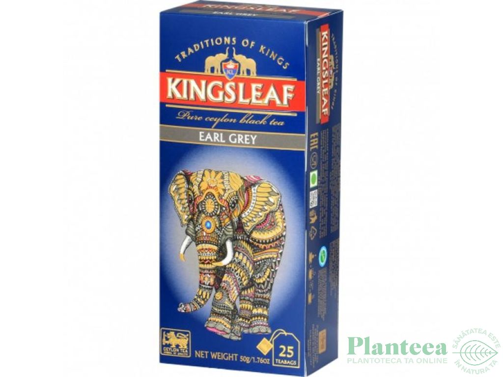 Ceai negru ceylon pur bergamota Earl Grey 2gx25dz - KINGSLEAF