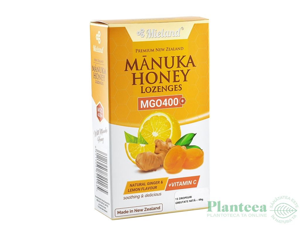 Dropsuri manuka mgo400 ghimbir lamaie vitamina C 69g 15cp - MIELAND