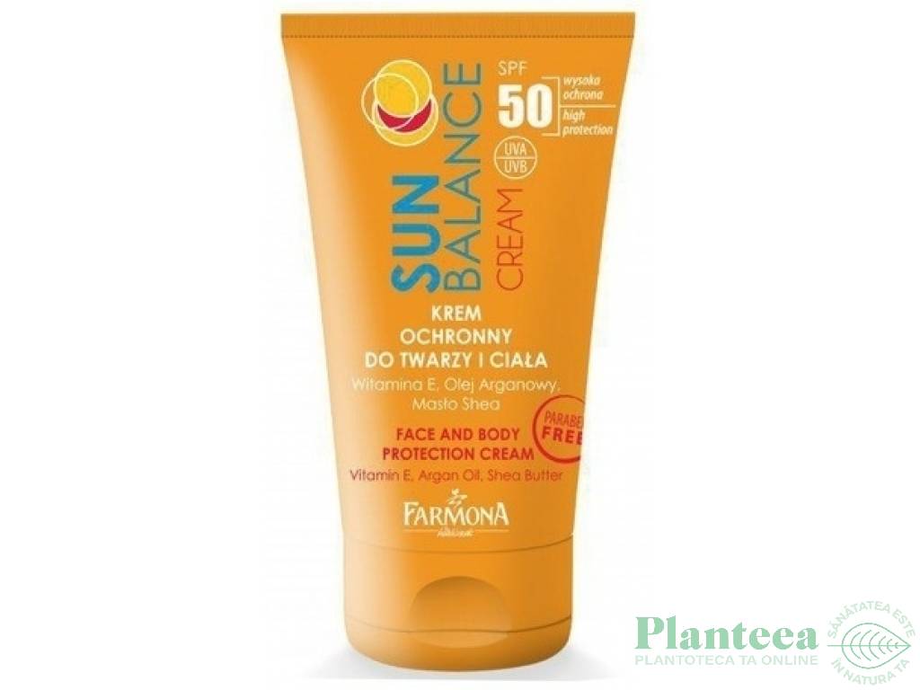 Crema fata corp protectie solara spf50 Sun Balance 50ml - FARMONA