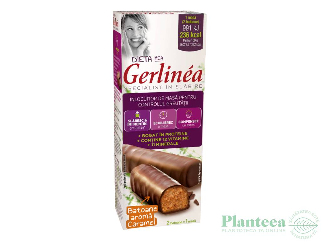Batoane inlocuire masa ciocolata crema caramel 2x31g - GERLINEA