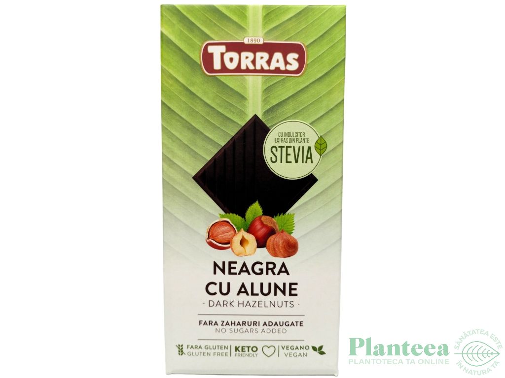 Ciocolata neagra 54%cacao alune stevie 125g - TORRAS