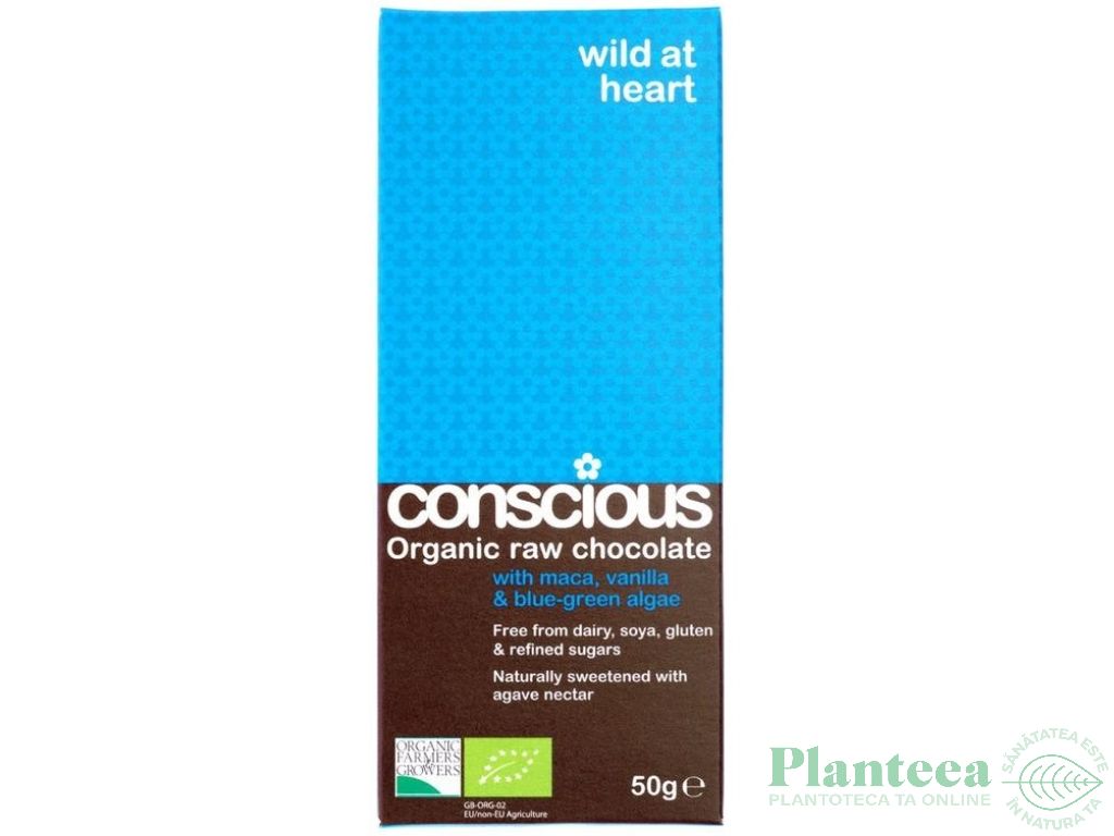 Ciocolata neagra 65% Wild at Heart raw eco 50g - CONSCIOUS