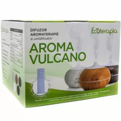 Difuzor ultrasonic aromaterapie multicolor Vulcano negru pur cu telecomanda 550ml - ECOTERAPIA