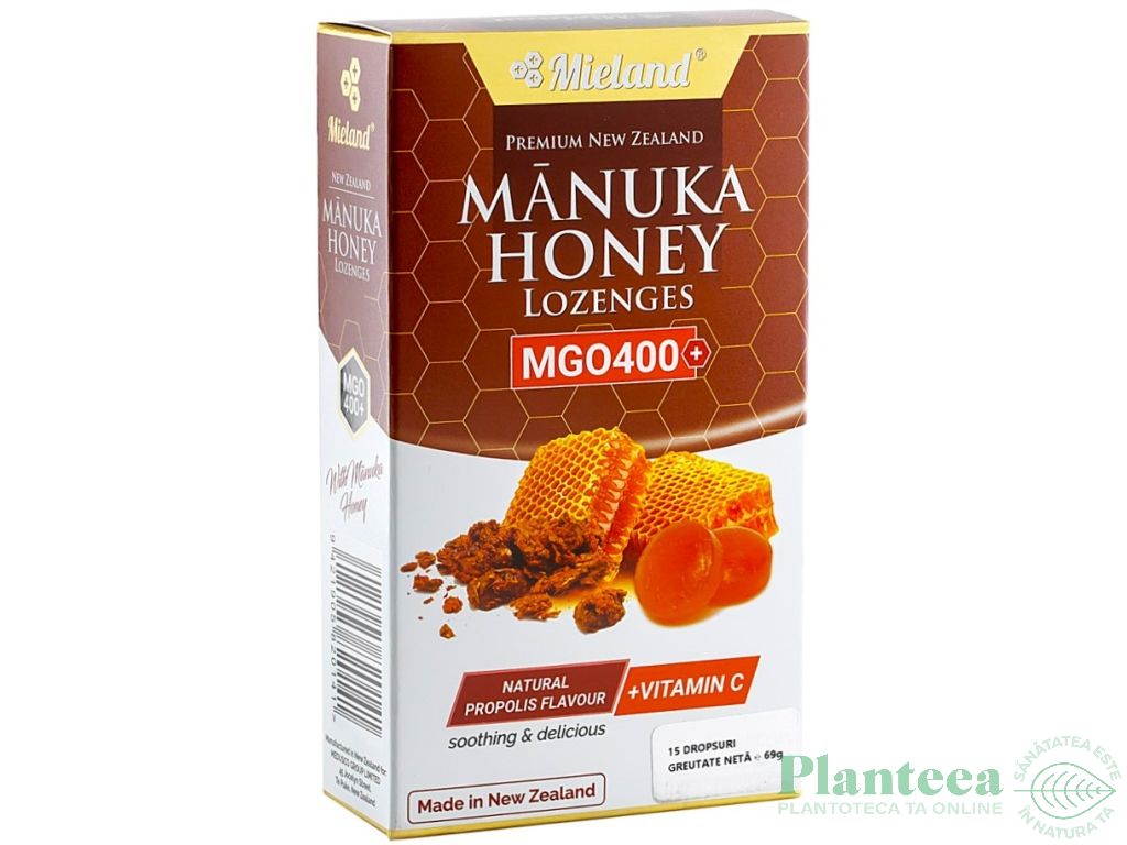 Dropsuri manuka mgo400 propolis vitamina C 69g 15cp - MIELAND