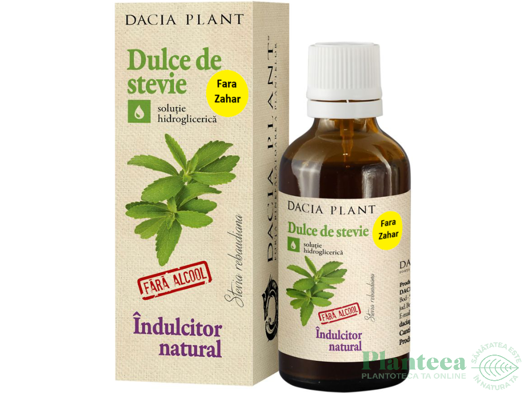 Indulcitor lichid natural Dulce de Stevie fara alcool 50ml - DACIA PLANT