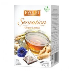 Ceai cu ghimbir lamaie Sensation piramide 20x2,25g - EVOLET