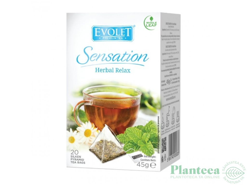 Ceai mix plante Herbal Relax Sensation piramide 20x2,25g - EVOLET