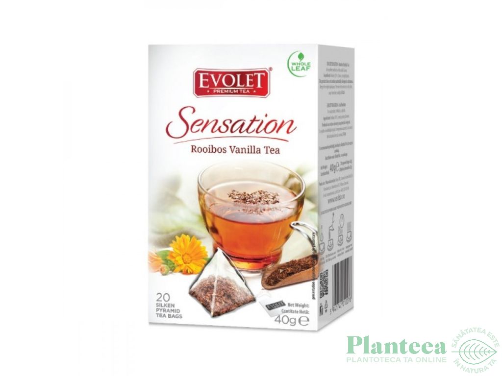 Ceai rooibos vanilie Sensation piramide 20x2g - EVOLET