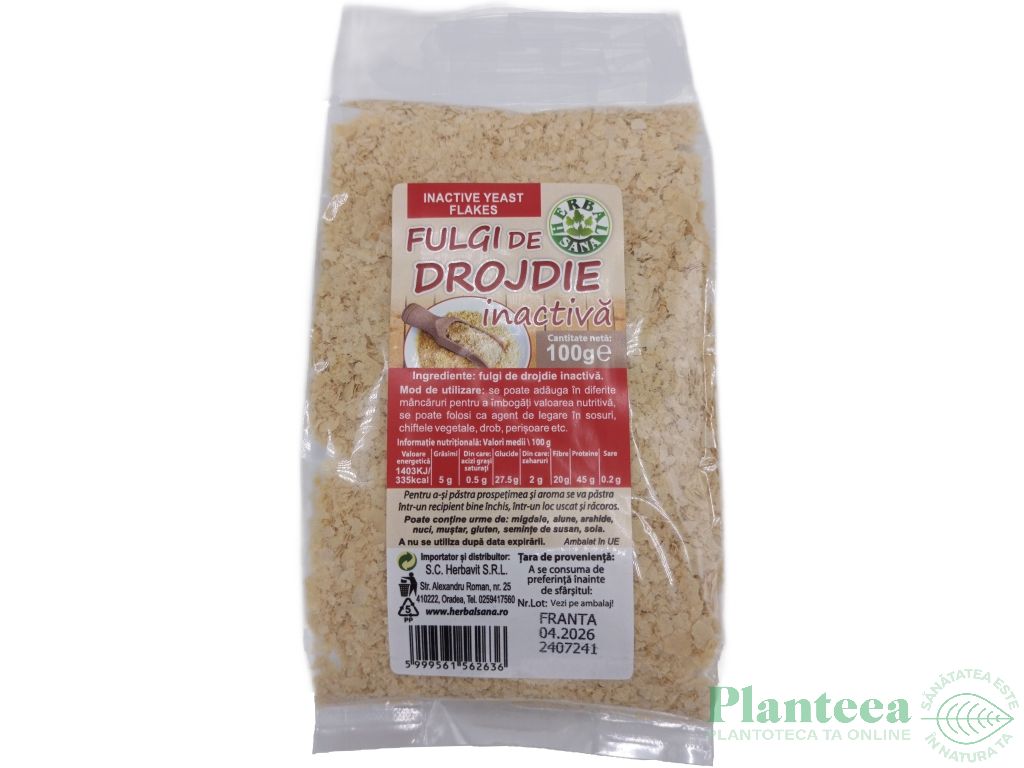 Fulgi drojdie bere inactiva 100g - HERBAL SANA