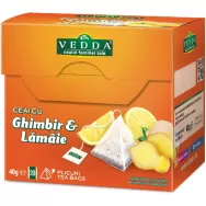 Ceai cu ghimbir lamaie piramide 20x2g - VEDDA