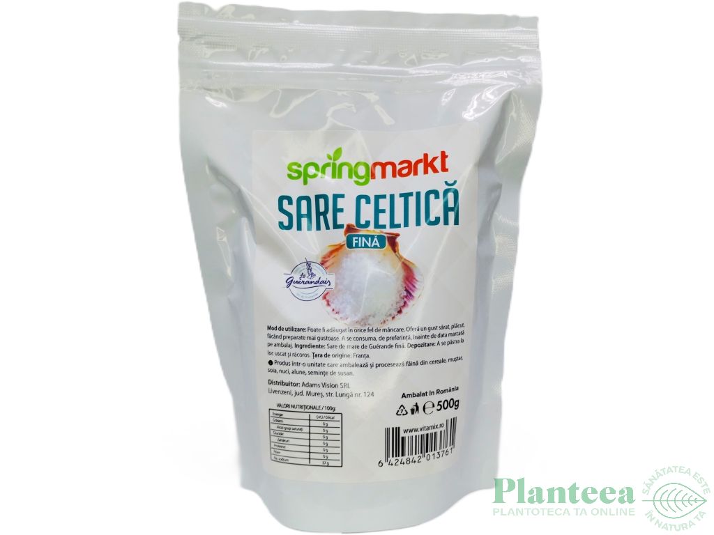 Sare mare fina celtica neiodata 500g - SPRINGMARKT