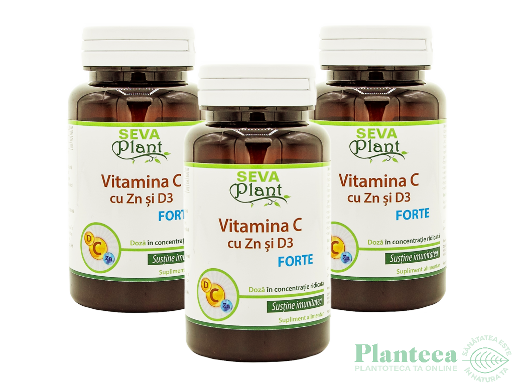 Pachet Vitamina C Zn D3 Forte 3x30cp - SEVA PLANT