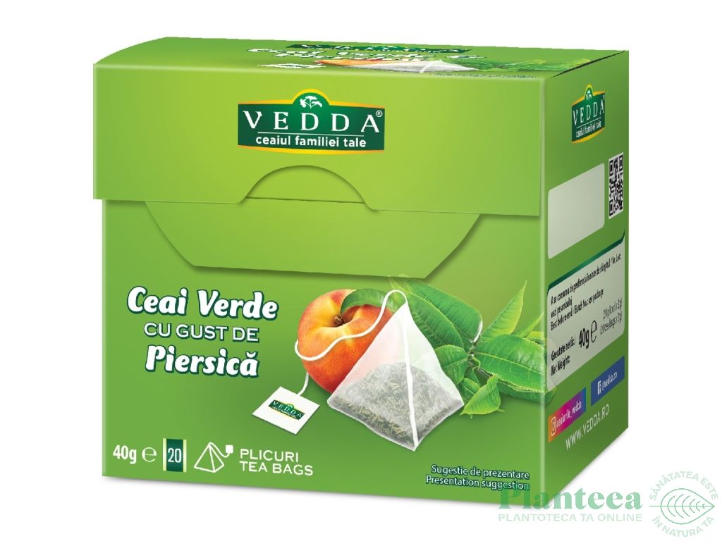 Ceai verde piersica piramide 20x2g - VEDDA