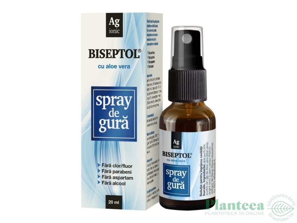 Spray gura BiSeptol Ag ionic aloe vera fara alcool 20ml - DACIA PLANT