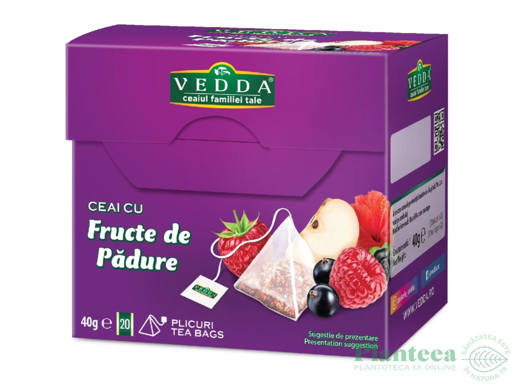 Ceai fructe padure piramide 20x2g - VEDDA