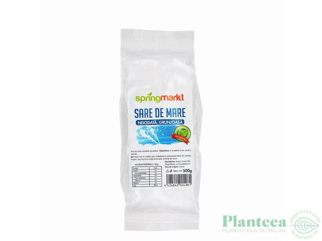 Sare mare grunjoasa neiodata 500g - SPRINGMARKT