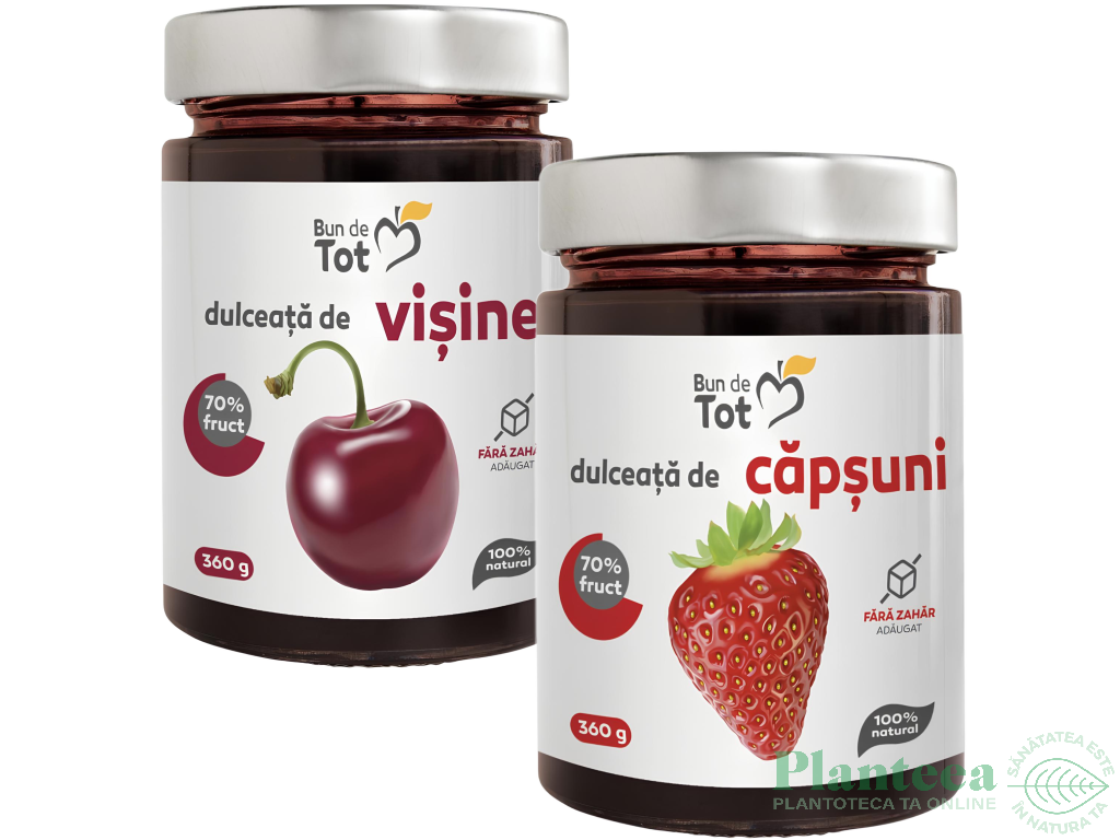 Pachet 2 Dulceturi [Visine+Capsuni] fara zahar 2x360g - BUN DE TOT