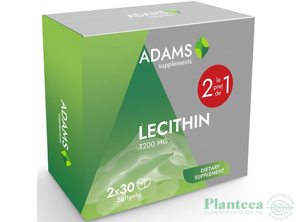 Pachet Lecitina 1200mg 2x30cps - ADAMS SUPPLEMENTS