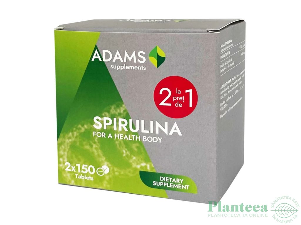 Pachet Spirulina 400mg 2x150cp - ADAMS SUPPLEMENTS