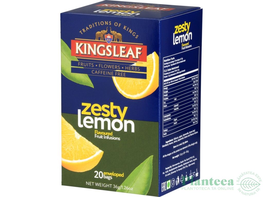 Ceai fructe Zesty Lemon 1,8gx20dz - KINGSLEAF