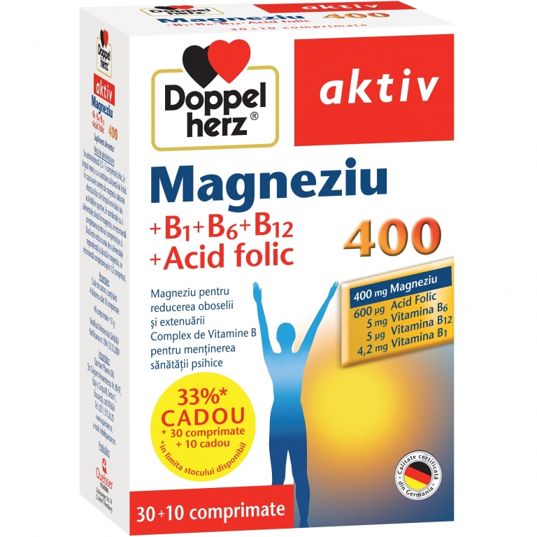 Magneziu 400mg B1 B6 B12 acid folic 30cp - DOPPEL HERZ