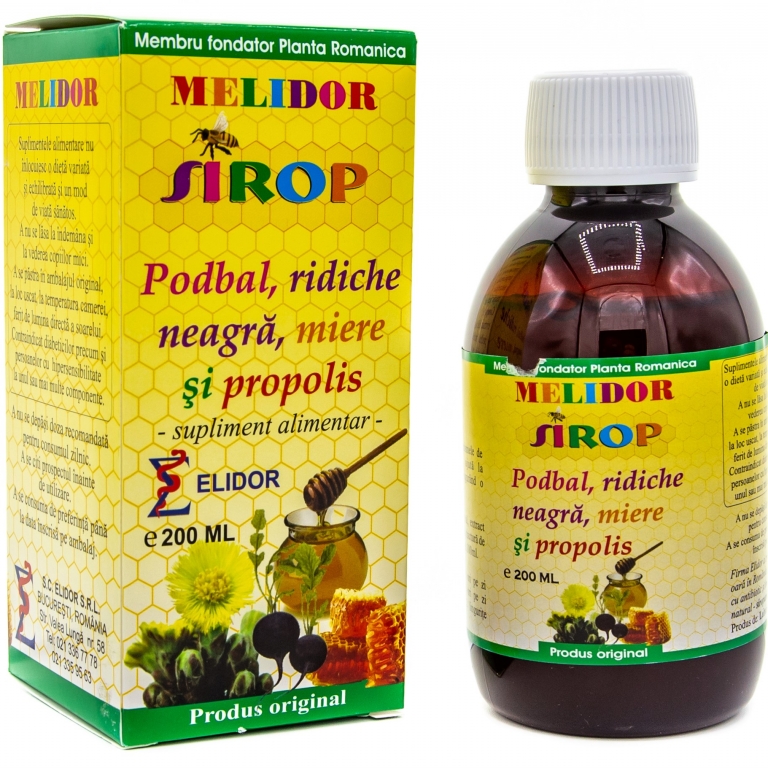 Sirop podbal ridiche neagra miere propolis 200ml - ELIDOR