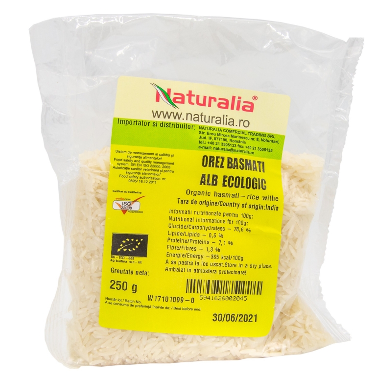 Orez basmati alb eco 250g - NATURALIA