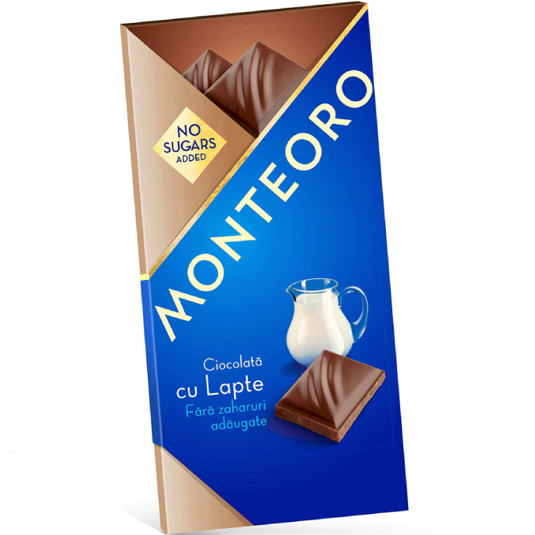 Ciocolata lapte fara zahar 90g - MONTEORO