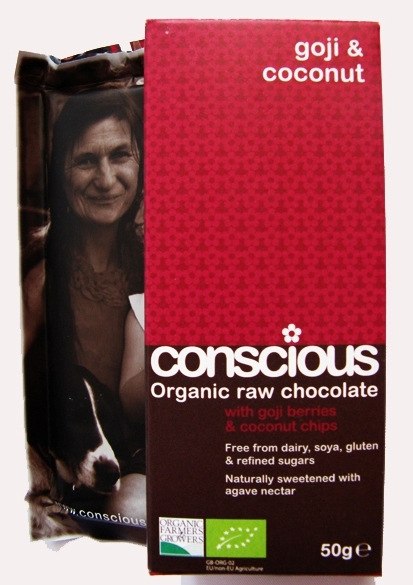 Ciocolata neagra 70% Goji Coconut raw eco 50g - CONSCIOUS