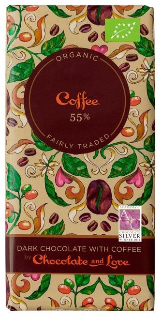 Ciocolata neagra 55% cafea eco 100g - CHOCOLATE & LOVE