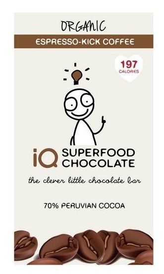 Ciocolata neagra 70% cafea espresso eco 35g - IQ CHOCOLATE