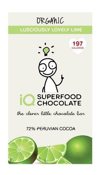 Ciocolata neagra 72% lime eco 35g - IQ CHOCOLATE