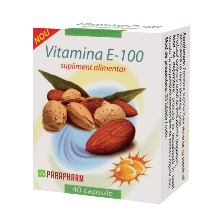 Vitamina E 100mg folie 20cps - PARAPHARM