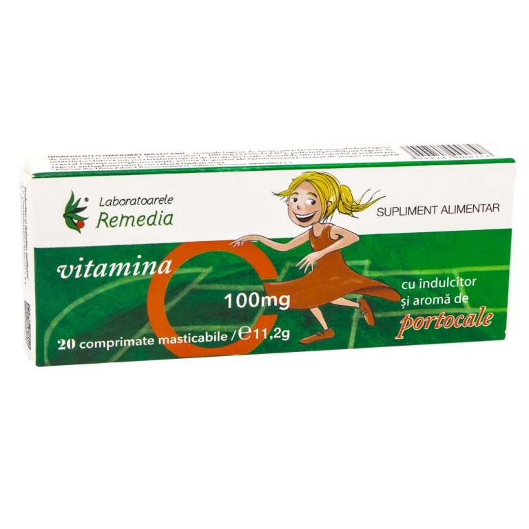 Vitamina C 100mg portocale masticabile 20cp - REMEDIA