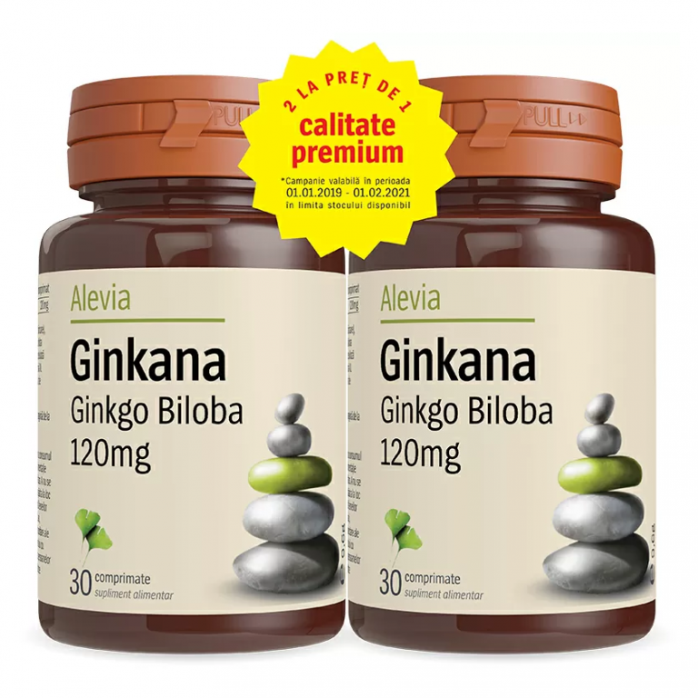 Pachet Ginkgo biloba 120mg Ginkana 2x30cp - ALEVIA