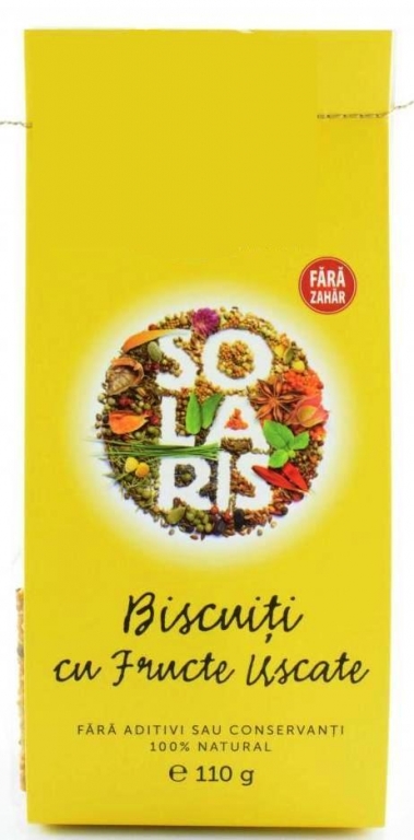 Biscuiti integrali fructe uscate fara zahar 110g - SOLARIS