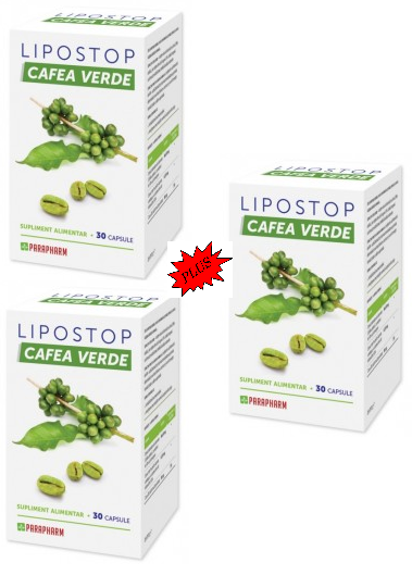 Pachet Lipostop cafea verde 3x30cps - PARAPHARM