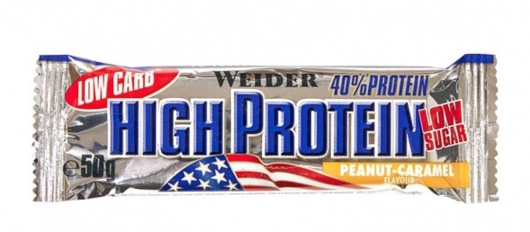 Baton proteic 40% HighProtein arahide caramel 50g - WEIDER