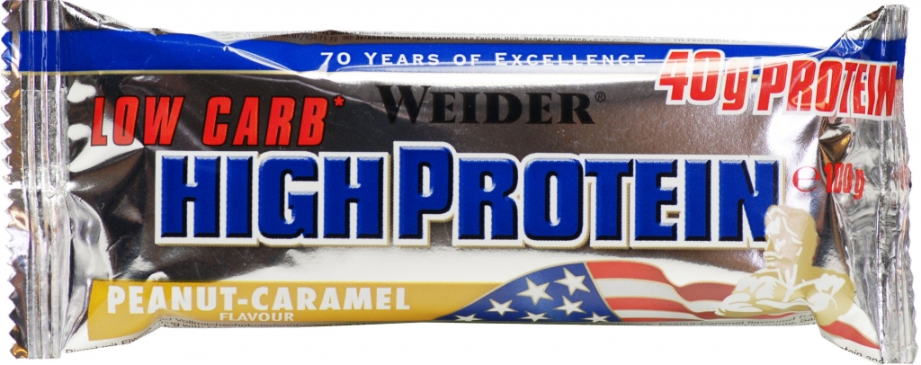Baton proteic 40% HighProtein arahide caramel 100g - WEIDER