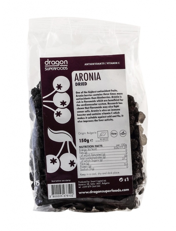 Aronia fructe uscate eco 150g - DRAGON SUPERFOODS