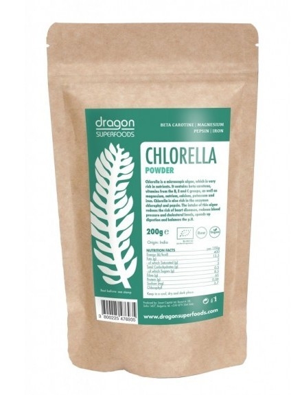 Pulbere chlorella eco 200g - DRAGON SUPERFOODS