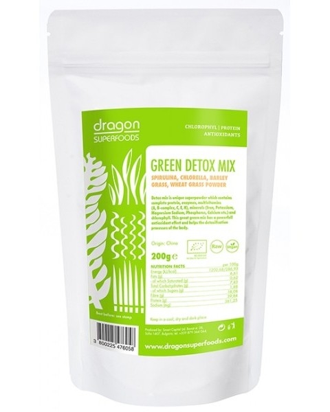 Pulbere mix green detox bio 200g - DRAGON SUPERFOODS