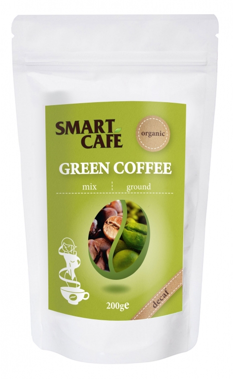 Cafea verde macinata cu cafea prajita decofeinizata eco 200g - DRAGON SUPERFOODS