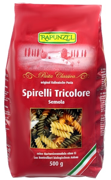 Paste spirale tricolore grau rosii spanac eco 500g - RAPUNZEL