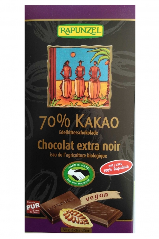 Ciocolata neagra 70%cacao eco 80g - RAPUNZEL