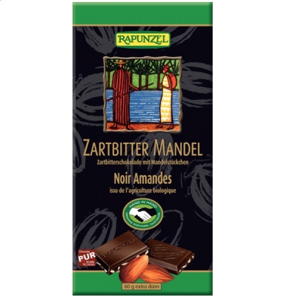 Ciocolata neagra 55% migdale eco 80g - RAPUNZEL