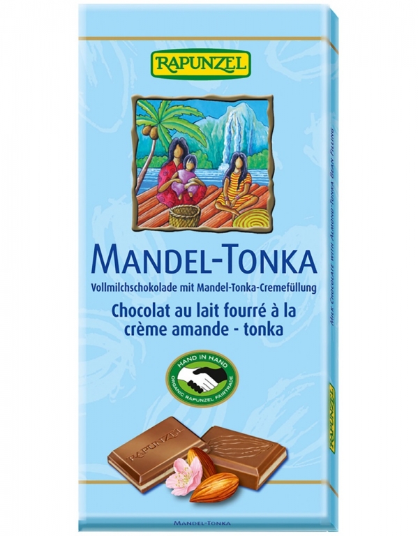 Ciocolata lapte integral cu crema migdale tonka eco 100g - RAPUNZEL