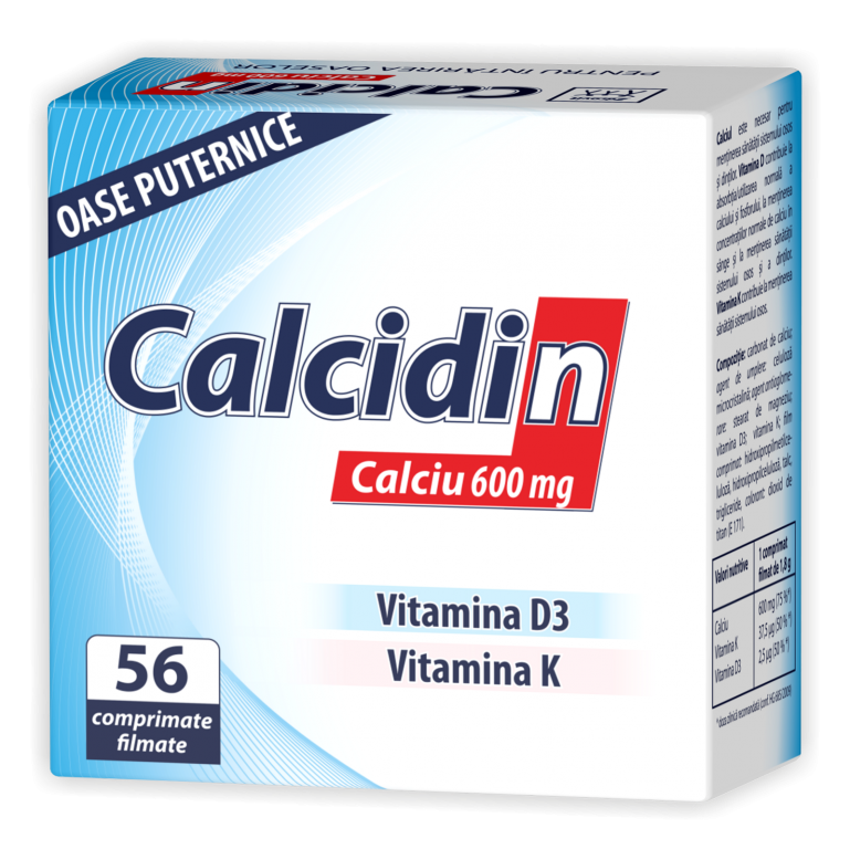 Calcidin calciu 600mg D3 K 56cp - NATUR PRODUKT