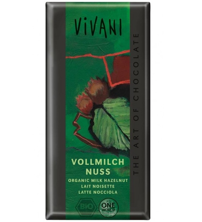 Ciocolata lapte cu alune zdrobite eco 100g - VIVANI